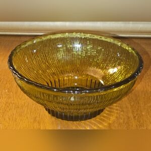 Vtg FTD (Florists Transworld Delivery) 1975 Avocado Green Glass Tree Bark Bowl